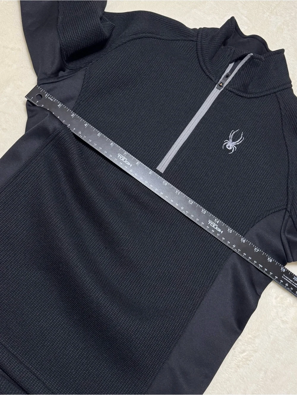 Spyder Core Sweater Men’s Black Waffle Knit Fleece Lined Sweater 1/4 Zip Small
